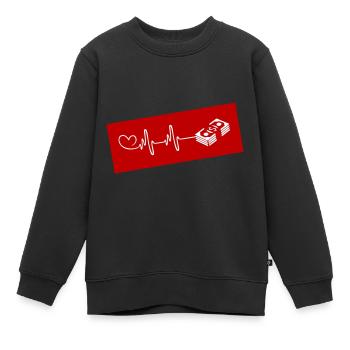 Geld Herzschlag - Kinder Premium Organic Sweatshirt - Schwarz - Vorne - AI Model Kid Female (0cm)