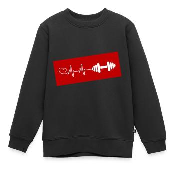 Hantel Herzschlag - Kinder Premium Organic Sweatshirt - Schwarz - Vorne - AI Model Kid Female (0cm)