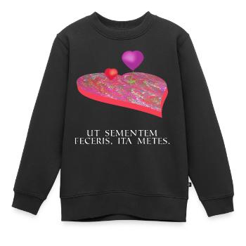 wie du säest so wirst du ernten latein weiss - Kinder Premium Organic Sweatshirt - Schwarz - Vorne - AI Model Kid Female (0cm)