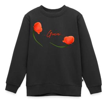 Zwillinge Mohn Klatschmohn Sternzeichen Zwillinge - Kinder Premium Organic Sweatshirt - Schwarz - Vorne - AI Model Kid Female (0cm)