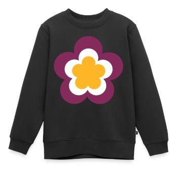 70er Jahre Blume Muster Retro Hippie Festival - Kinder Premium Organic Sweatshirt - Schwarz - Vorne - AI Model Kid Female (0cm)
