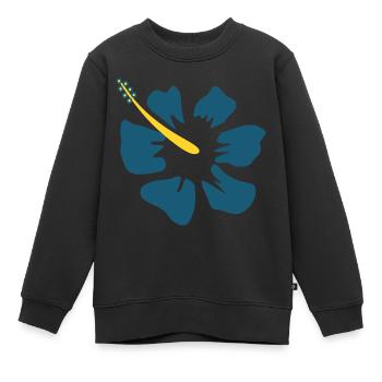 Hibiscus. fleur d’hibiscus bleue - Sweat Premium enfant bio - noir - Devant - AI Model Kid Female (0cm)