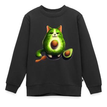 Avocado Cat - Kinder Premium Organic Sweatshirt - Schwarz - Vorne - AI Model Kid Female (0cm)