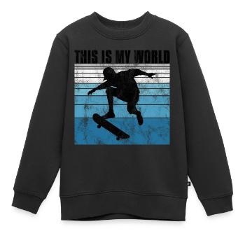 This is My world Skateboard Skateboarder Skate - Sweat Premium enfant bio - noir - Devant - AI Model Kid Female (0cm)