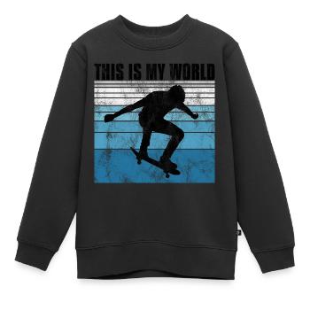 This is My world Skateboard Skateboarder Skate - Sweat Premium enfant bio - noir - Devant - AI Model Kid Female (0cm)
