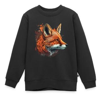 roter großer Fuchs Kopf vintage - Kinder Premium Organic Sweatshirt - Schwarz - Vorne - AI Model Kid Female (0cm)