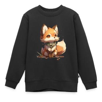 Red Fox, Cartoon, Anime Comic Fox - Kids Premium Organic Sweatshirt - black - Front - AI Model Kid Female (0cm)