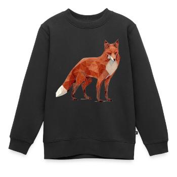 Renard origami, géométrie animal, beau design - Sweat Premium enfant bio - noir - Devant - AI Model Kid Female (0cm)