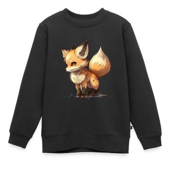 süßer kleiner cartoon fuchs - Kinder Premium Organic Sweatshirt - Schwarz - Vorne - AI Model Kid Female (0cm)