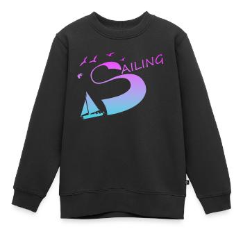 Sailing Segeln Nautik Segelschiff Skipper - Kinder Premium Organic Sweatshirt - Schwarz - Vorne - AI Model Kid Female (0cm)