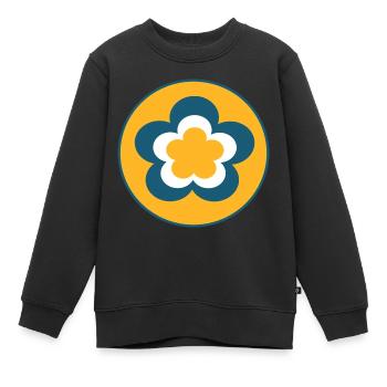 70er Jahre Blume Muster - Kinder Premium Organic Sweatshirt - Schwarz - Vorne - AI Model Kid Female (0cm)