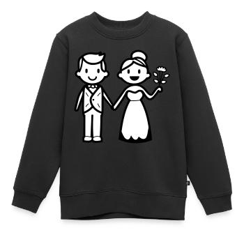 Hochzeit Brautpaar Ehepaar - Kinder Premium Organic Sweatshirt - Schwarz - Vorne - AI Model Kid Female (0cm)