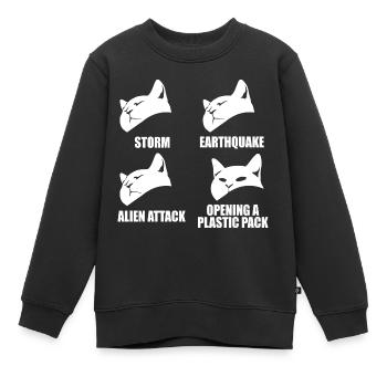 Cat - selective perception - saying - Kids Premium Organic Sweatshirt - black - Front - AI Model Kid Female (0cm)