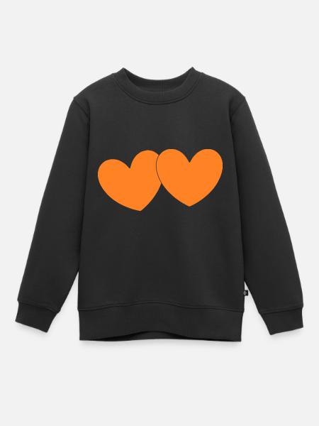 orange heart orange valentine's day - Kids Premium Organic Sweatshirt - black