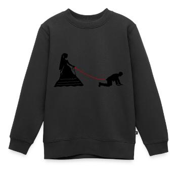 Laisse de couple nuptial de mariage - Sweat Premium enfant bio - noir - Devant - AI Model Kid Female (0cm)