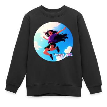 trendy girl - enjoyment of life - Kinder Premium Organic Sweatshirt - Schwarz - Vorne - AI Model Kid Female (0cm)