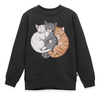 Niedliche Katzen schmusen zusammen für - Kinder Premium Organic Sweatshirt - Schwarz - Vorne - AI Model Kid Female (0cm)