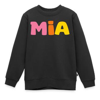 Name - Mia - Kinder Premium Organic Sweatshirt - Schwarz - Vorne - AI Model Kid Female (0cm)