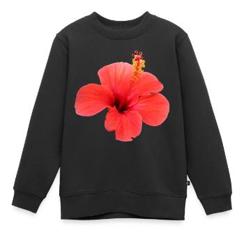 Blume rot rote Blumen rot rote Blumen Hibiskus - Kinder Premium Organic Sweatshirt - Schwarz - Vorne - AI Model Kid Female (0cm)