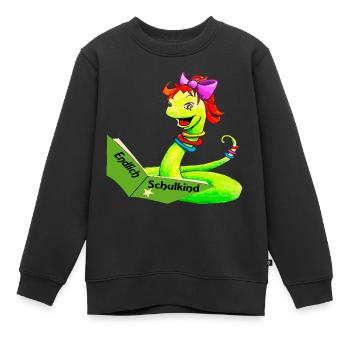 Finally schoolchild Wurmlerin from children's book - Kids Premium Organic Sweatshirt - black - Front - AI Model Kid Female (0cm)