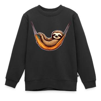Lazy Sloth Hammock - Kids Premium Organic Sweatshirt - black - Front - AI Model Kid Female (0cm)