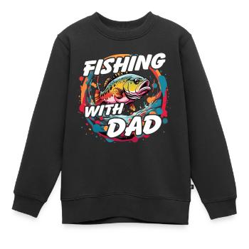 Pêche avec papa avec un design de poisson coloré - Sweat Premium enfant bio - noir - Devant - AI Model Kid Female (0cm)