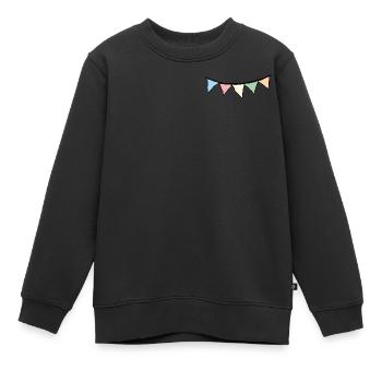 Fanions guirlandes _outline_black_pastel1 - Sweat Premium enfant bio - noir - Devant - AI Model Kid Female (0cm)