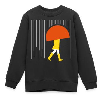 Mensch im Regen - Minimal - Kinder Premium Organic Sweatshirt - Schwarz - Vorne - AI Model Kid Female (0cm)