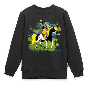 Yakari Fait Du Cheval Sur Petit-Tonnerre - Sweat Premium enfant bio - noir - Devant - AI Model Kid Female (0cm)
