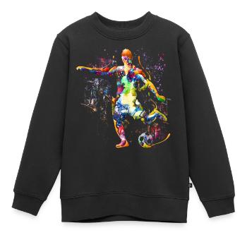 Ich liebe Fussball - Fußballspieler Fußballfans - Kinder Premium Organic Sweatshirt - Schwarz - Vorne - AI Model Kid Female (0cm)