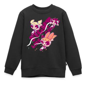 Les Supers Nanas Fight Like A Girl - Sweat Premium enfant bio - noir - Devant - AI Model Kid Female (0cm)