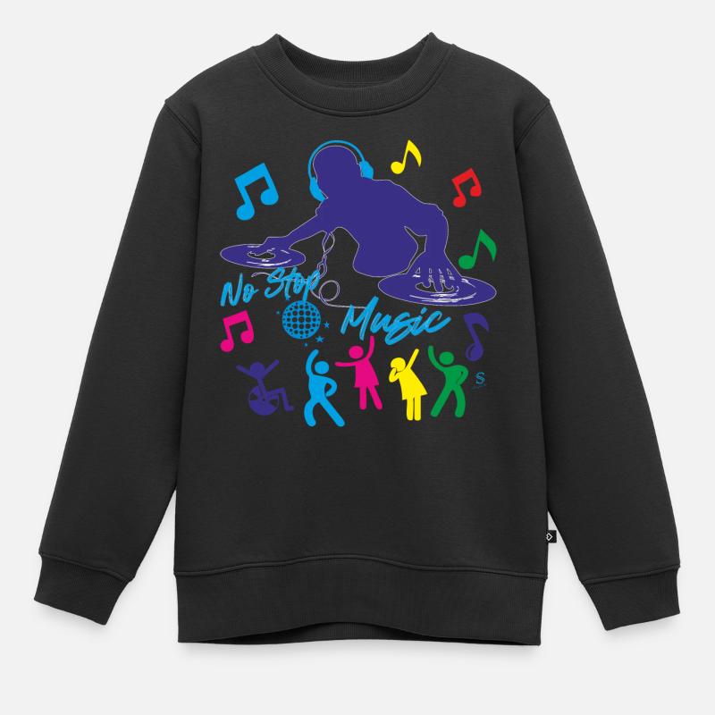 Deejay - Pas d’arrêt de musique - Sweat Premium enfant bio - noir