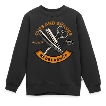 Barber Barbershop Rasieren Bart Barbier - Kinder Premium Organic Sweatshirt - Schwarz - Vorne - AI Model Kid Female (0cm)