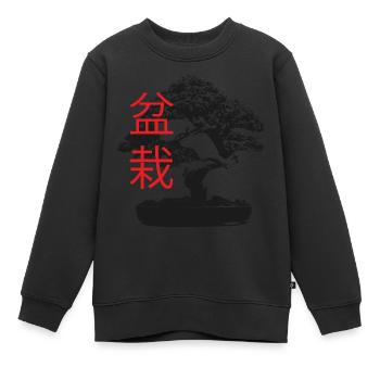 Petit Bonsai Noir Blanc - Sweat Premium enfant bio - noir - Devant - AI Model Kid Female (0cm)