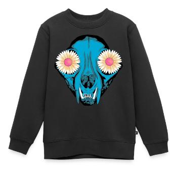 Dark Tier Hund Schädel Skull Fantasy Grufti Gothic - Kinder Premium Organic Sweatshirt - Schwarz - Vorne - AI Model Kid Female (0cm)