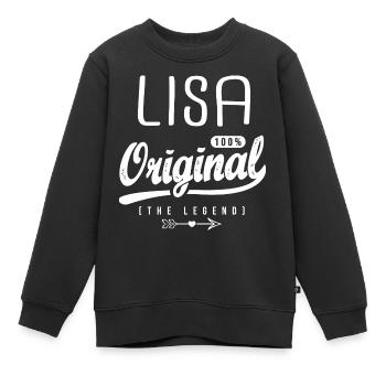 Lisa ORIGINAL benutzerdefinierten Vorname Lisa - Kinder Premium Organic Sweatshirt - Schwarz - Vorne - AI Model Kid Female (0cm)