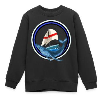 Poisson mammifère marin Baleine Poisson Yacht Bateau Maritime - Sweat Premium enfant bio - noir - Devant - AI Model Kid Female (0cm)