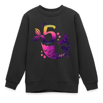 Sirène du 5ème anniversaire - Sweat Premium enfant bio - noir - Devant - AI Model Kid Female (0cm)