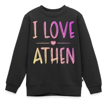 J’aime Athènes - Sweat Premium enfant bio - noir - Devant - AI Model Kid Female (0cm)