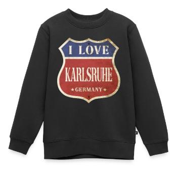 Karlsruhe Deutschland Stadt I Love Vintage Retro - Kinder Premium Organic Sweatshirt - Schwarz - Vorne - AI Model Kid Female (0cm)
