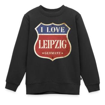 Leipzig Deutschland Stadt I Love Vintage Retro - Kinder Premium Organic Sweatshirt - Schwarz - Vorne - AI Model Kid Female (0cm)