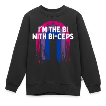 I'm the Bi with Bi-Ceps Bisexual LGBTQ Bi Pride - Kinder Premium Organic Sweatshirt - Schwarz - Vorne - AI Model Kid Female (0cm)