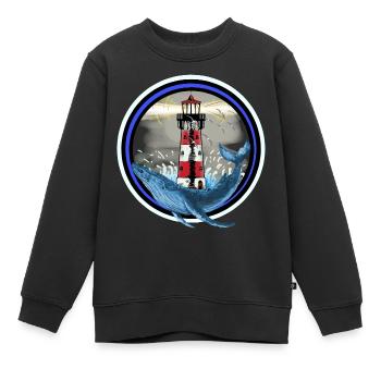 Mammifères marins Poissons Baleine Phare Mer Côte Ahoy - Sweat Premium enfant bio - noir - Devant - AI Model Kid Female (0cm)