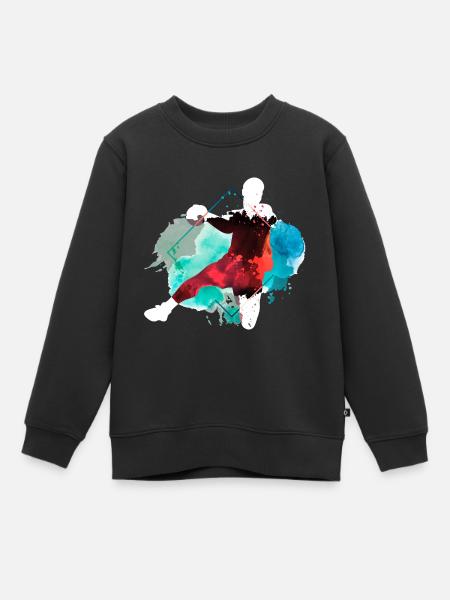 Handball Handballspieler Handballer Splash Bunt - Kinder Premium Organic Sweatshirt - Schwarz