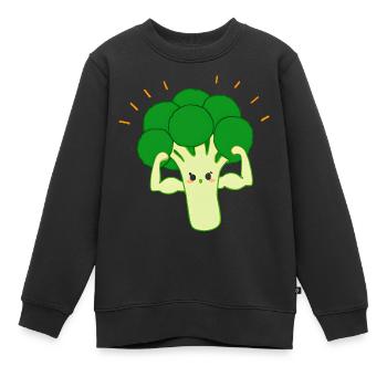 Brocoli fort - Sweat Premium enfant bio - noir - Devant - AI Model Kid Female (0cm)