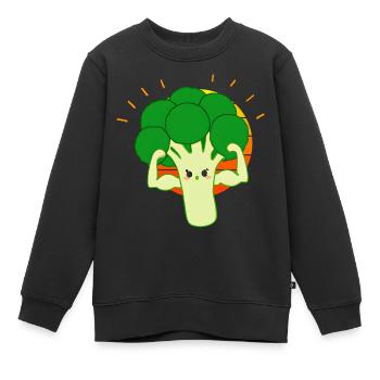 Brocoli fort - Sweat Premium enfant bio - noir - Devant - AI Model Kid Female (0cm)