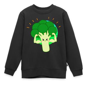 Brocoli fort - Sweat Premium enfant bio - noir - Devant - AI Model Kid Female (0cm)