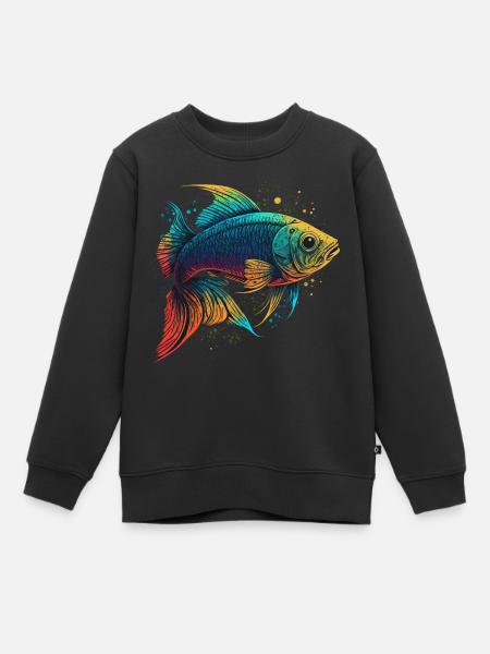 Bunte Fische - Kinder Premium Organic Sweatshirt - Schwarz