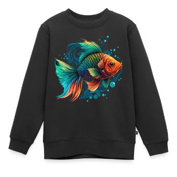 Regenbogenfisch Illustration - Kinder Premium Organic Sweatshirt - Schwarz - Vorne - AI Model Kid Female (0cm)