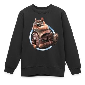 Chipmunks Captain Leather Jacket Pilot - Sweat Premium enfant bio - noir - Devant - AI Model Kid Female (0cm)